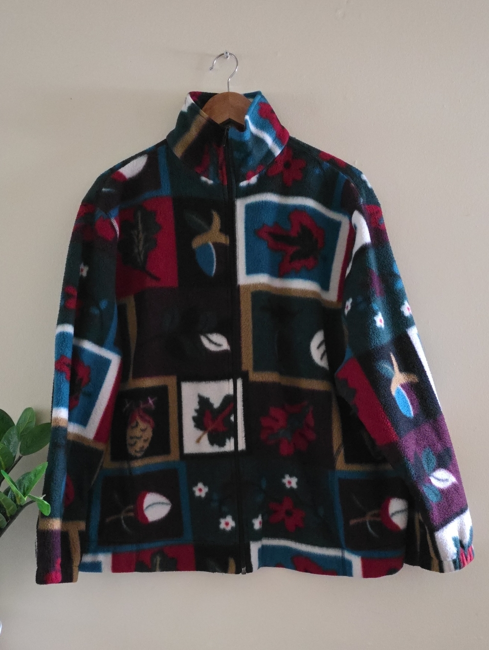 Vintage TanJay Fleece Zip Up Jacket/Sweater - Fall Theme - L - Picture 3 of 16